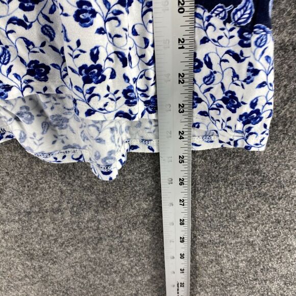 J. Jill Blouse Women PS Petite White Floral Short Sleeve Round Neck Rayon Casual - Picture 8 of 9